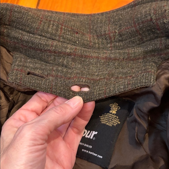 Vintage BARBOUR Men's L Plaid Wool Trench Coat Jacket Collared T249 Long Coat - Picture 9 of 16